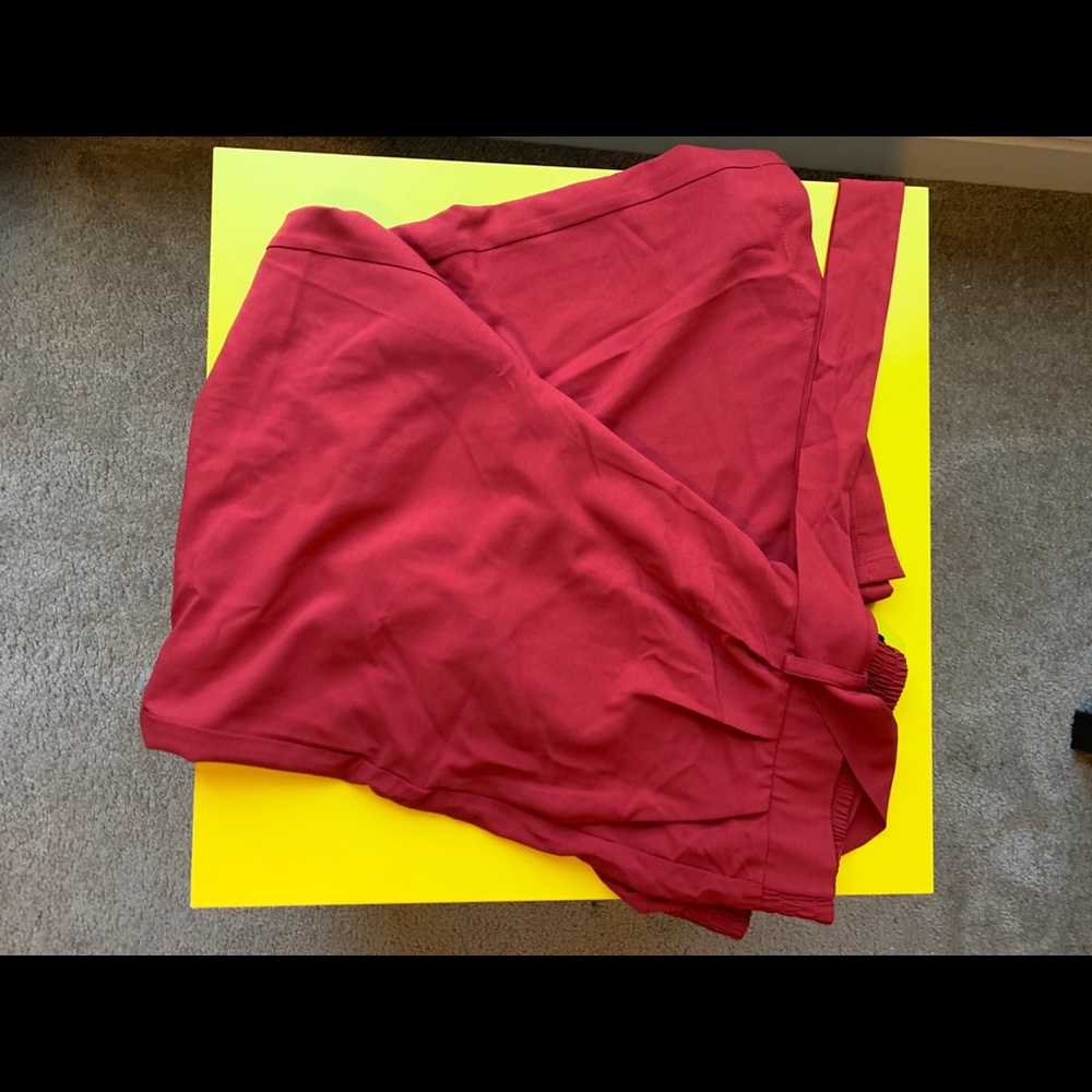 Red wide leg pants